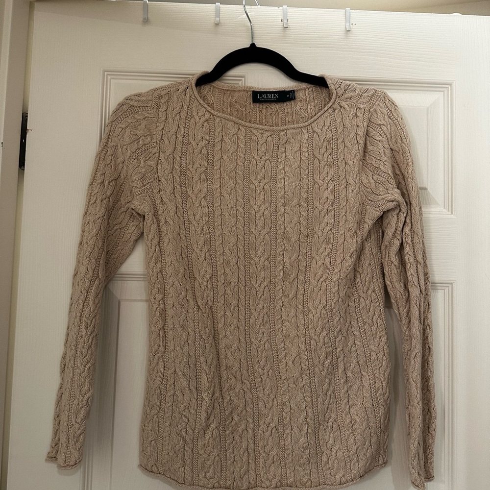 Ralph Lauren Cream Cable Knit Crew Neck Sweater